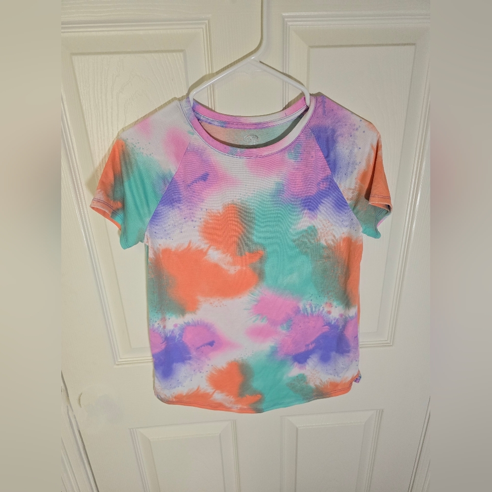 Athletic Works Girls Tie Dye Dri Fit Casual Short Sleeve Tee Shirt XL